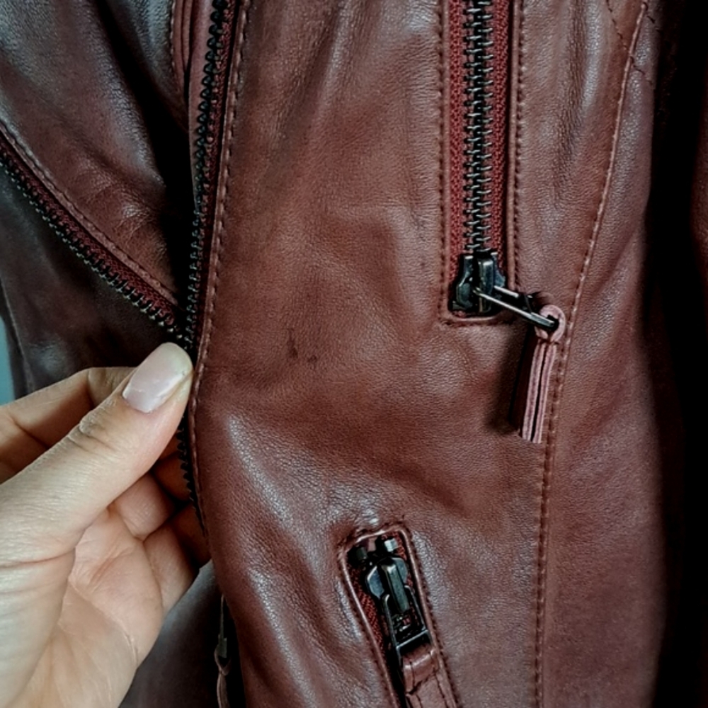Wilson Leather Soft Lightweight Zip up Biker Moto Brown Structured Jacket - Picture 4 of 11
